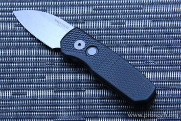    Pro-Tech Runt 5 Wharncliffe Auto, Stonewashed Blade, Black Textured  Aluminum Handle