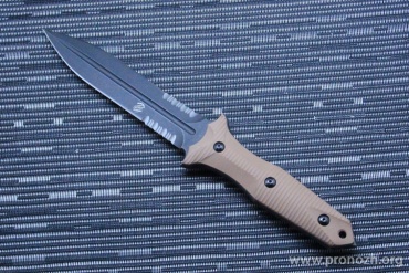  Bastinelli Creations Grozo, DLC Coating Blade, Combo Edge, Coyote Brown G-10 Handle
