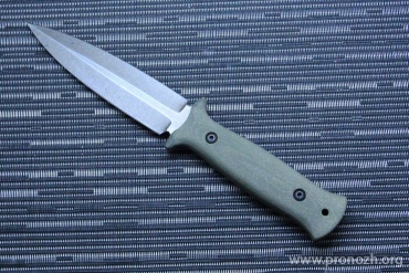  LKW KNIVES Inquizitor, Stonewash Blade, OD Green Micarta Handle
