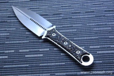   Microtech Borka Blades SBD Fixed, Hand Rubber Satin Finish, Bronze Scull Scales W/ Satin Finish Hardware, Chattanooga Leather Sheath