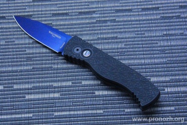    Pro-Tech Tactical Response 2. Nexus"Since 1999" Textured Black Handle, Sapphire Blue Magnacut Blade, Abalone Button