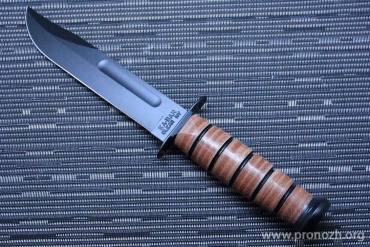 �����������  ��� KA-BAR US Army Fighting, 1095 Carbon Steel, Leather Handle, GFN Sheath