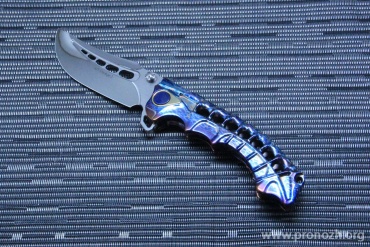 �������� ��� Andre de Villiers Scavenger 2, Titanium Blue Acid Rain Handle, Mirror Polished Blade, M390 Steel
