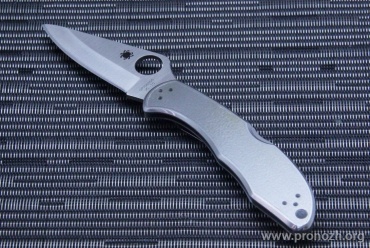    Spyderco Delica 4, VG-10 Steel, Satin Finish Blade, Stainless Steel Handle