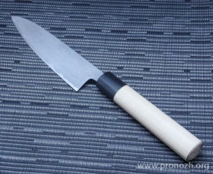    Maruyoshi Petty, Shirogami Core Forged with Nickel Damascus, Magnolia Wood Handle