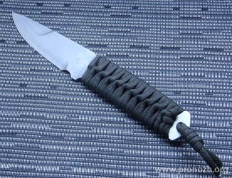    Maruyosh Mikazuki Mini by Saji Takeshi, Shirogami Core Forged with Nickel Damascus, Olive Drab Paracord Wrap