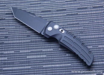    Hogue EX-01 3.5" Tanto Auto, Black Blade, Black Aluminum Handle