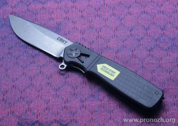   CRKT Homefront Flipper, Stonewashh Blade, Black GRN Handles - Field Strip Technology