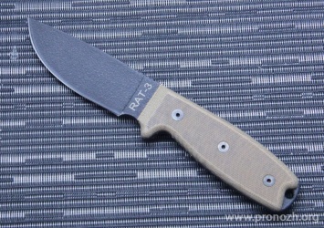   Ontario RAT-3 Plain Blade, Micarta Handles, Green Sheath