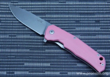 C  Lion Steel T.R.E. (Three Rapid Exchange), Satin Blade, Pink G10 / Matte Titanium, Gray Accents