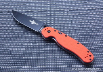   Ontario RAT-1A Model Assisted, Aus-8 Steel, Black Coated Blade, Orange G-10 Handle