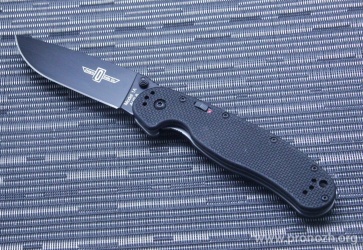   Ontario RAT-1A Model Assisted, Aus-8 Steel, Black Coated Blade, Black G-10 Handle