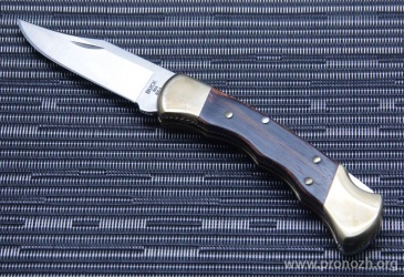 Складной нож Buck Ranger Finger Grooved, Satin Finish 420HC Steel, Macassar Ebony Dymondwood Handle
