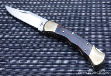   Buck Ranger Finger Grooved, Satin Finish 420HC Steel, Macassar Ebony Dymondwood Handle