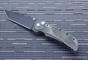   Hogue EX-01 4" Tanto Manual, Black Blade, Green / Gray G-Mascus G-10 Handle