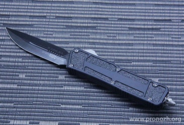 Автоматический складной нож фронтального выброса Microtech Scarab Quick Deployment, Double Edge, Black Standard