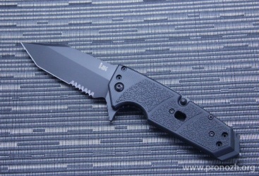 Складной нож Heckler & Koch by Hogue, Karma  Tanto Flipper, Black Cerakote Blade, Combo Edge, Black G10 Handle