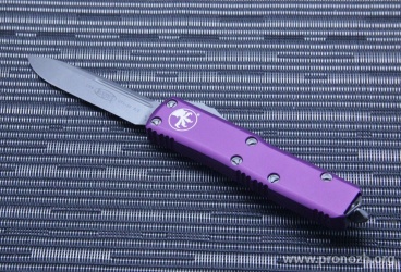Автоматический складной нож фронтального выброса Microtech UTX-85 S/E, Apocalyptic Standard, Violet Handle