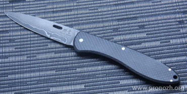 Складной нож Hikari Knives, Toun Ihara Folder, AUS-8 Damascus Blade, Carbon Fiber Handles