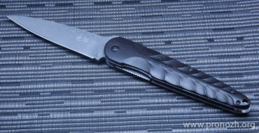 Складной нож Hikari Knives, Tactical Mino Kami, Ebony Wood Handles, AUS-8 Damascus Blade Steel
