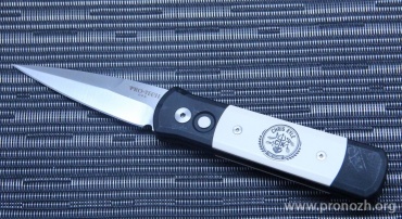 Складной автоматический нож Pro-Tech Godson Chris Kyle "Legend" Logo, 2-Tone Finish  Blade, Solid Black Aluminum Handle with Ivory Micarta Inlays