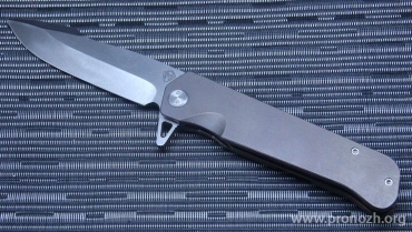   Medford Knife & Tool  Gigantes Flipper, Stonewash Blade, D2 Tool Steel, Bronze Anodized Titanium Handle