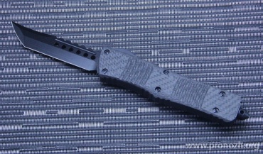      Microtech Combat Troodon Hellhound Tanto,  DLC Blade, Carbon Fiber Handle