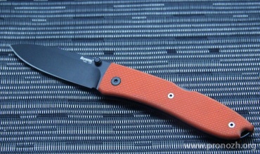 C  Lion Steel Opera, Black Blade, Orange G-10 Handle