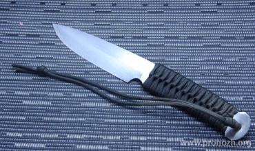   Maruyosh Mikazuki by Saji Takeshi, Shirogami Core Forged with Nickel Damascus, Olive Drab Paracord Wrap