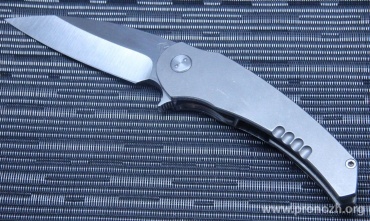   Medford Knife & Tool  Viper Flipper, Stonewash Blade, D2 Tool Steel, Tumbled Titanium Handle