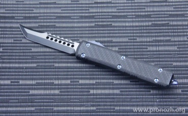 Автоматический складной нож фронтального выброса Microtech Ultratech Hellhound Signature Series, DLC Blade, Carbon Fiber / Aluminium Handle