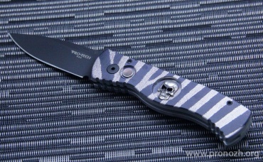    Pro-Tech TR-2 Zebra, DLC-Coated Blade, Bruce Shaw Skull Inlay