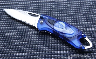   Buck Lumina  LED, Satin Finish 420HC Steel, Blue GRN Handle 