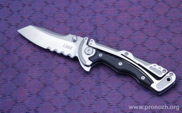   CRKT Klecker Graphite Flipper, Satin Finish Blade, Combo Edge, Stainless Steel Handle with G10 Inlays