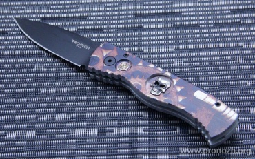    Pro-Tech TR-2 Mechanica, DLC-Coated Blade, Bruce Shaw Skull Inlay