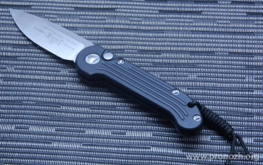    Microtech Large UDT (Underwater Demolition Team), Black Milled Aluminum Handles, Satin Finish