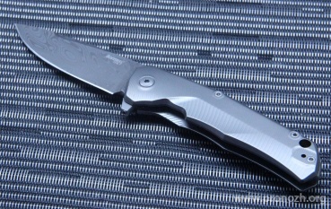 Cкладной нож Lion Steel T.R.E. (Three Rapid Exchange), Damasteel AB "Thor" Pattern Blade, Matte Gray Titanium, Gray Accents