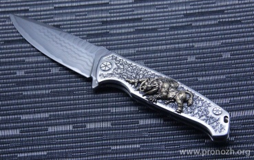Складной нож Sander Knife "Phantom "in Minotaur" Flipper, Vanadis 10 Steel, Gray Titanium Handle