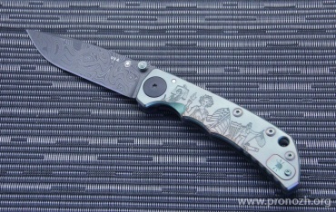   Spartan Blades, Harsey Folder Special  Edition Freedom, Chad Nichols Damascus, Titanium Handles