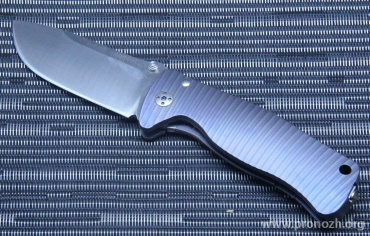 C  Lion Steel SR-2 Mini, Satin Finish Blade, Purple Matte Anodized Titanium Handle