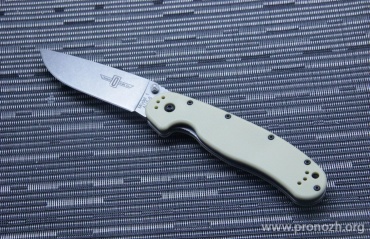   Ontario RAT-1 Model, Aus-8 Steel, Stonewash Blade, Desert Tan GRN Handle