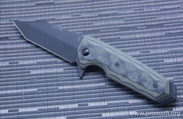   Hogue EX-02 3.375" Tanto Flipper, Black Blade, Black / Green / Lava G-Mascus  G10 Handle