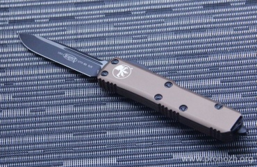 Автоматический складной нож фронтального выброса Microtech UTX-85 S/E, Black Standard, Tan Handle