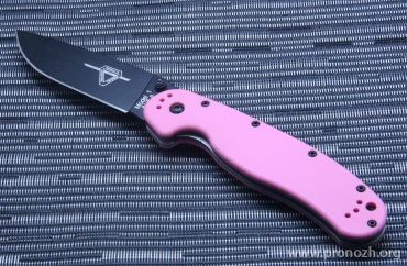   Ontario RAT-1 Model, Aus-8 Steel, Black Coated  Blade, Pink GRN Handle