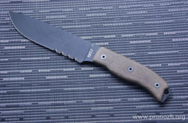   Ontario RAT-7 Serrated Blade, Tan Canvas Micarta Handle