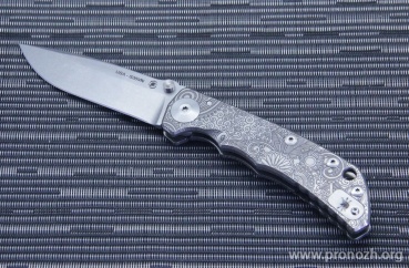   Spartan Blades Harsey Folder, Paisley Pattern Engraved Titanium Handles, Stonewashed Blade, Crucible CPM S35VN Steel