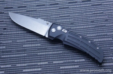   Hogue EX-01 4" Drop Point Manual, Stone-Tumbled  Blade, Black Aluminum Handle