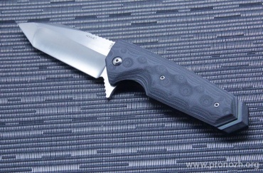   Hogue EX-02 3.75" Tanto Flipper, Satin Finiah Blade, Black / Gray / Lava G-Mascus G10 Handle