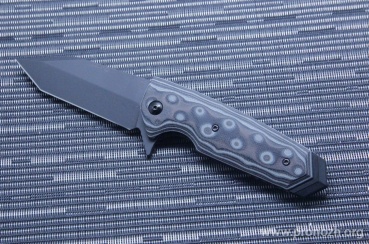   Hogue EX-02 3.375" Tanto Flipper, Black Blade, Black / Gray G-Mascus  G10 Handle
