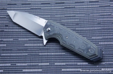   Hogue EX-02 3.75" Tanto Flipper, Satin Finish Blade, Black / Green G-Mascus G10 Handle